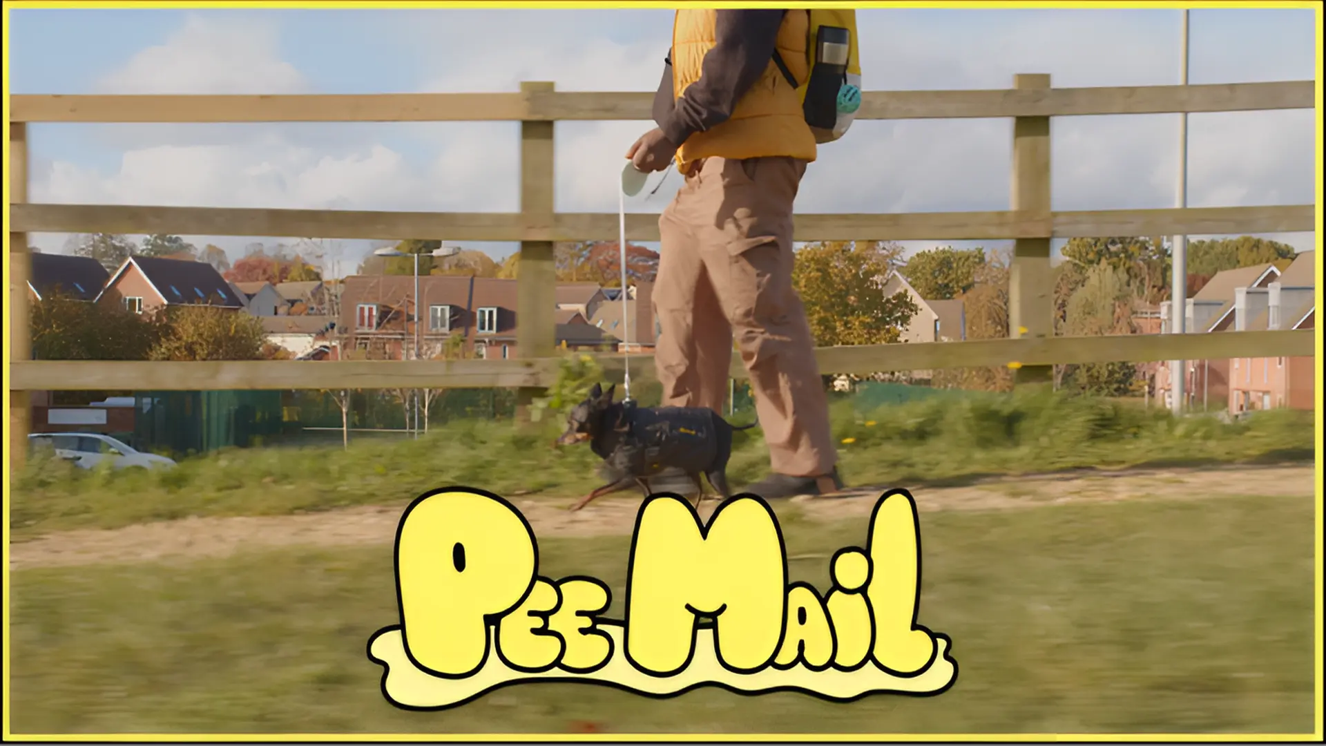 Peemail film poster with Monty on a walk